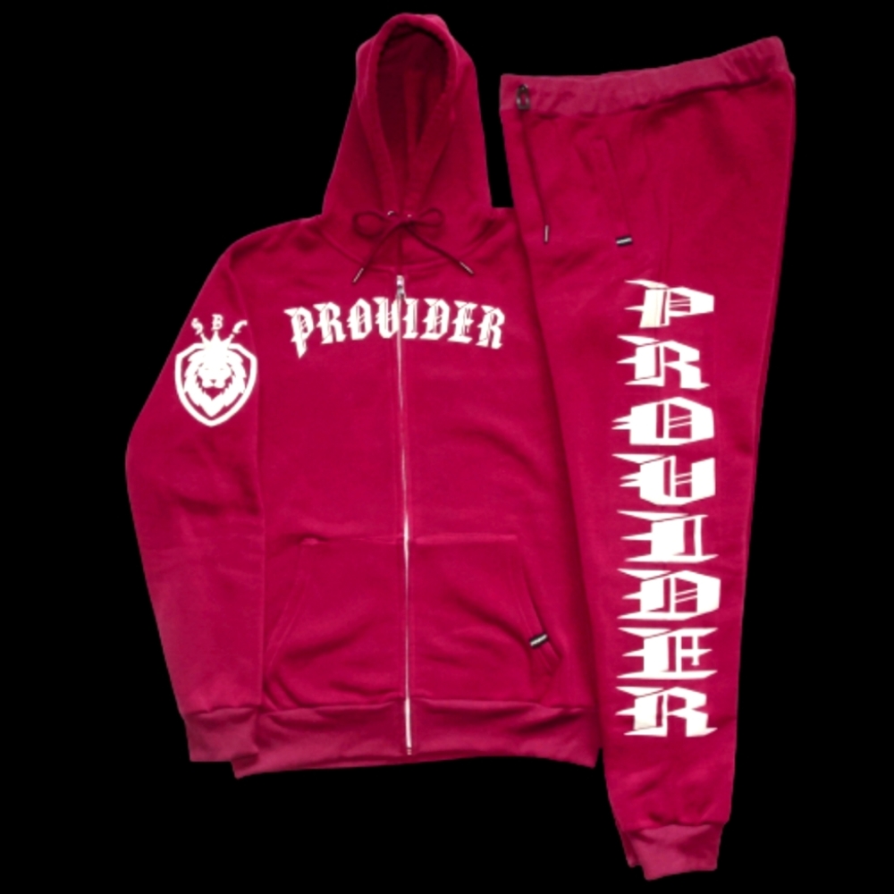 SBC Burgundy Zip Up Hoodie Jogger Sweat Suit
